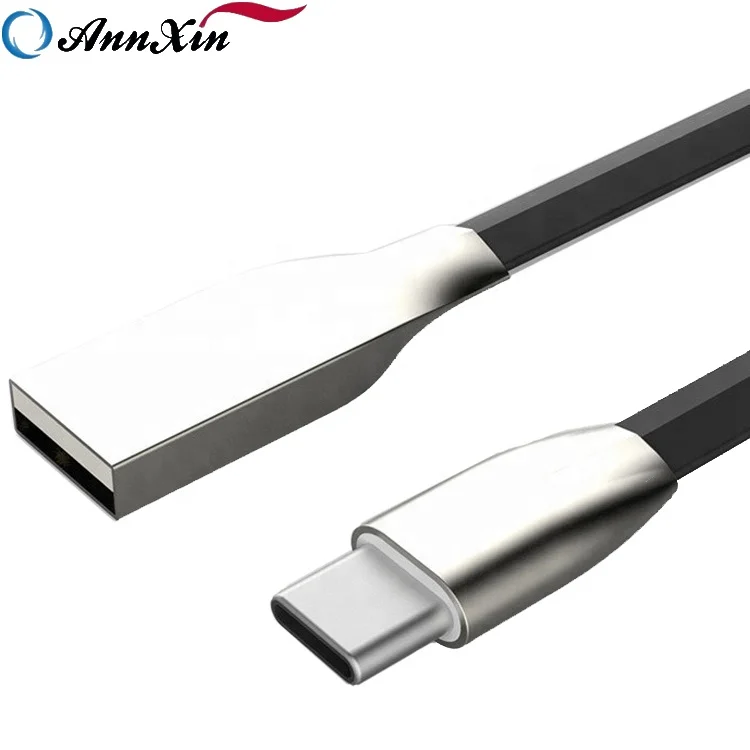 

high speed fast charging flat aluminum zinc alloy USB C Type c charging and data cord cable for mobilephone, White/black/rose gold/gold/blue/pink/red/gray/green/orange