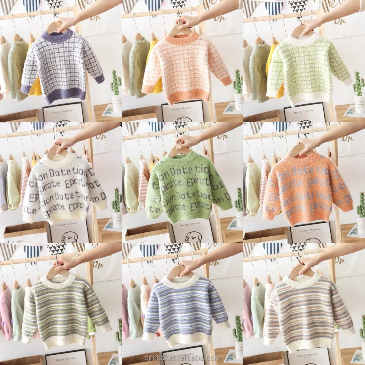 

2021 new fashion children's wear boys cartoon pattern warm sweater pullover children stripe knit low sale, Picture