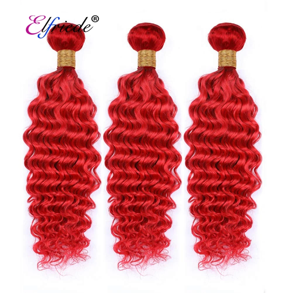 

Red Deep Wave 10A Brazilian Remy Human Hair Bundles Deals Hair Weaves 3pcs/pack XTHW-165