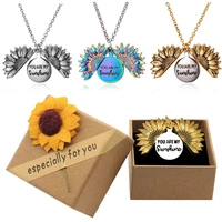 

Fashion Antique Gold Silver Rainbow Open Locket Women Girl Gift You Are My Sunshine Sunflower Pendant Necklace Jewelry With Box