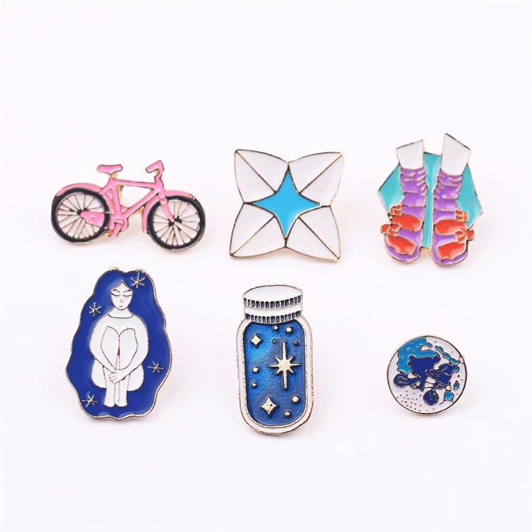 

Lovely Girl Brooch Accessories Cartoon Star Wishing Bottle Bicycle Long Hair Girl Shoe Pattern Brooch Daily Party Decoration