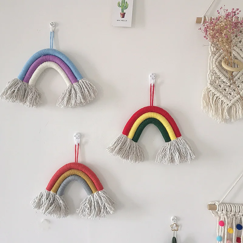

Fashionable Macrame Wall Hanging Kid Room Colorful Hanging Decoration