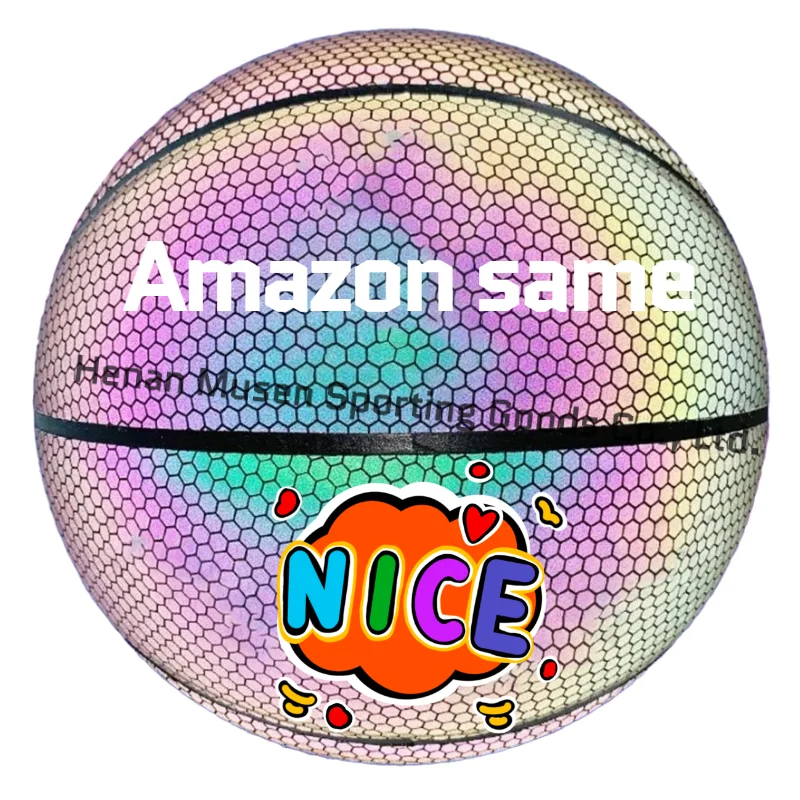 

Customized basketball latest factory direct sales Reflective Luminous basketball OEM LOGO Light up basketball holographic balls, Customize color