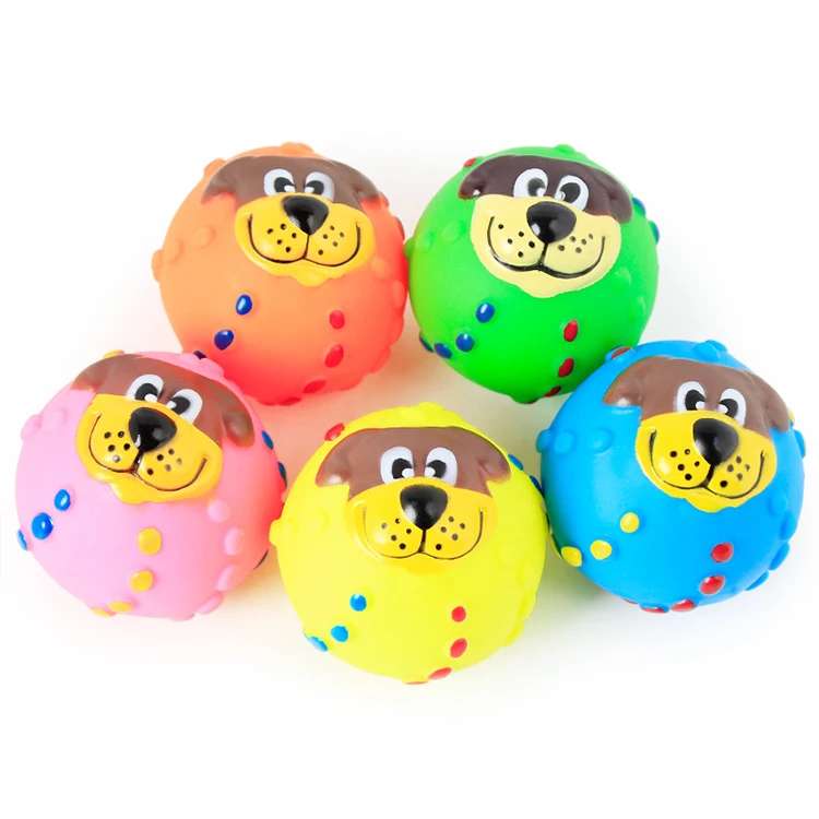 

Amazon Best Seller Bite Resistant Squeaky Ball Smile Vinyl Pet Dog Toy, Blue, green, pink, yellow, orange