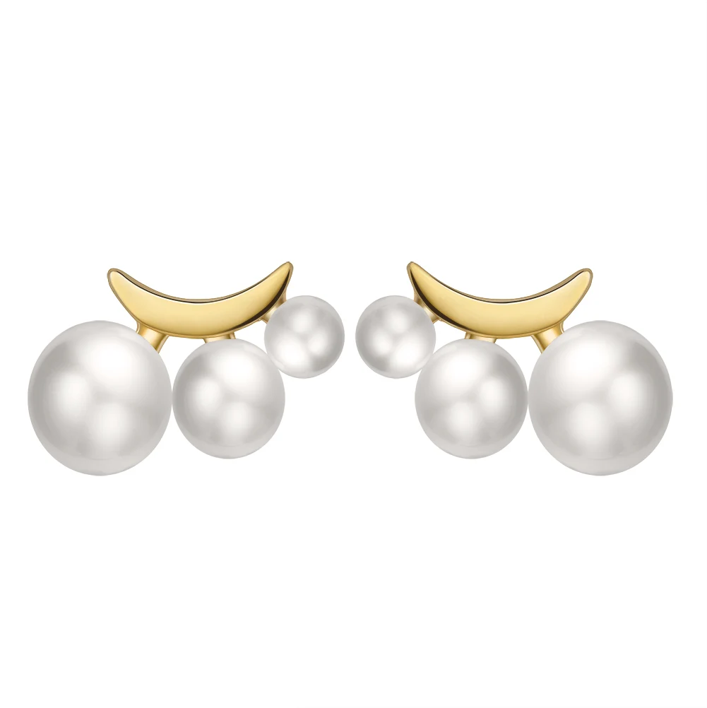 GPE27 RINNTIN 14K Gold Plated Small Pearl Stud Earrings 925 Sterling Silver Fine Jewelry Earrings for Women