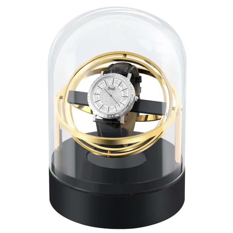 

OEM High End reloj montre horloge Uhr orologio Glass luxury mechanical automatic watch box packaging Watch Winder Shaker Display, Gold, silver