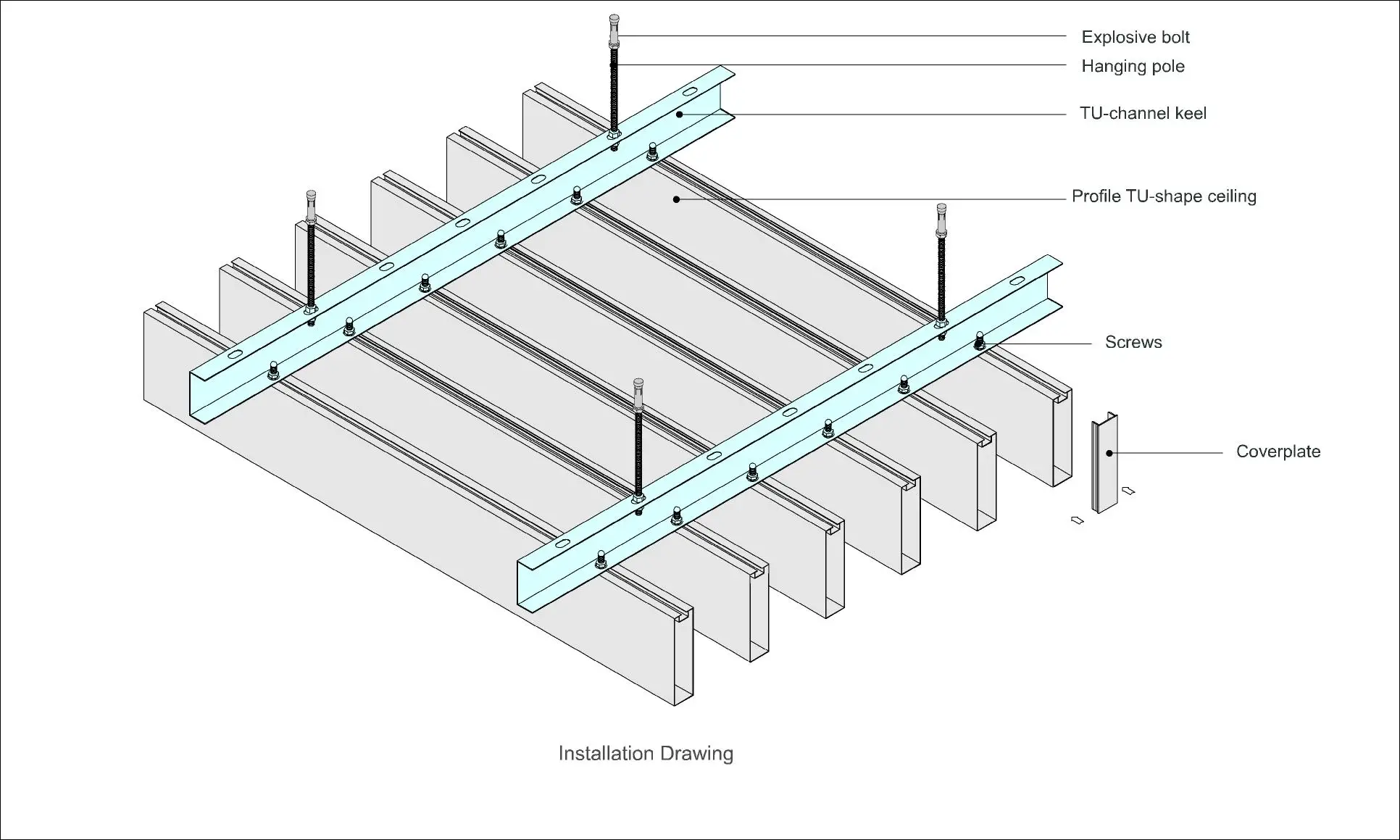 Acebond Supply Suspended Perforated Acoustic Ceiling Baffle Square Tube ...