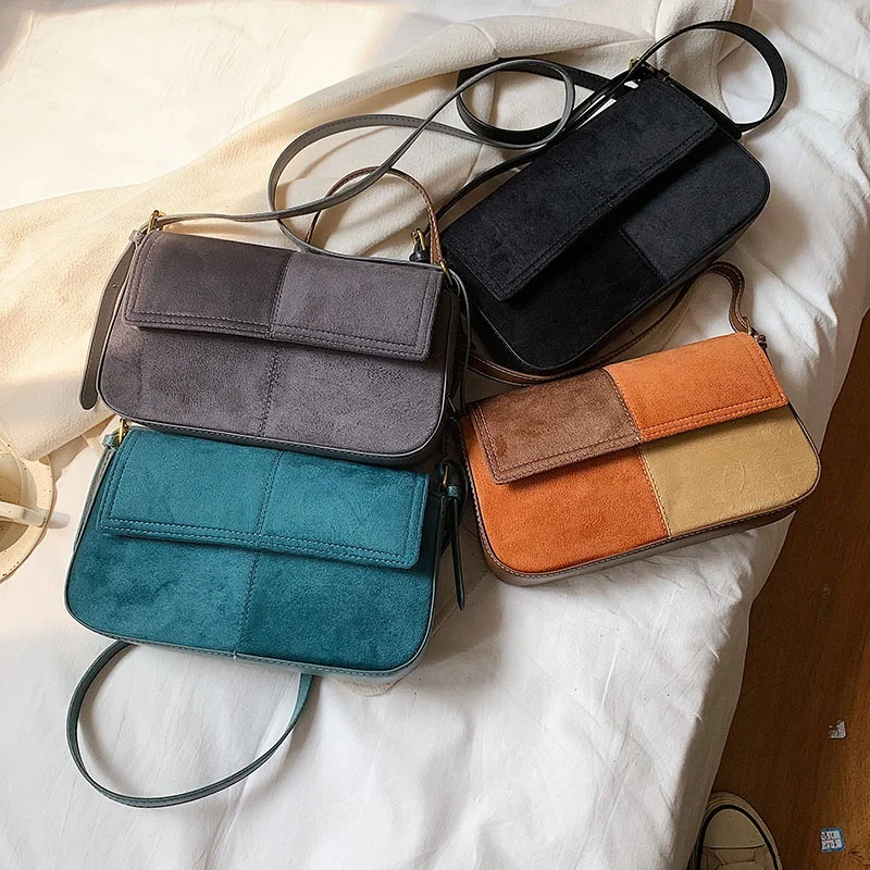 

New Styles Leather Shoulder Bags Classic Color Contrast Ladies Messenger Bag For Women