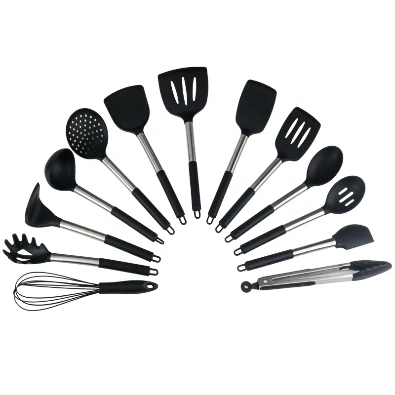 2020 amazon trending Silicone Kitchen Utensil Set Kitchen Accessories Stainless Steel Utensil Set 13pcs practical utensil