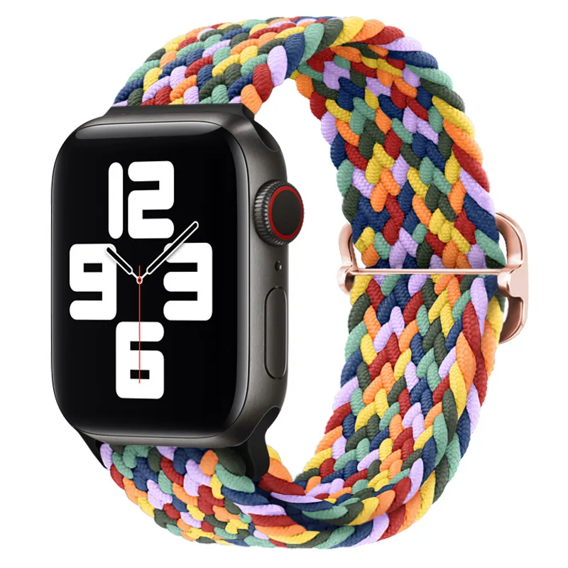 

2021 Free sample Watch Strap Braided Solo Loop Nylon Strap Elastic for Apple Watch Band Strap Bracelet for iWatch Series 6 SE 5, 27 colors