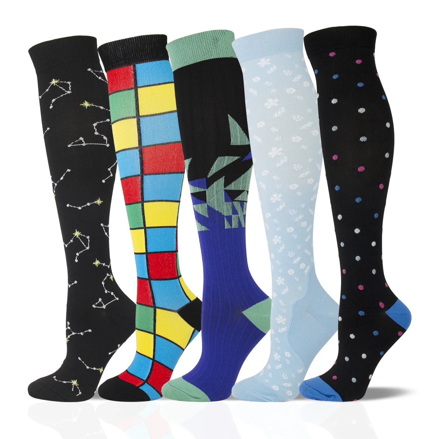 

2021 wholesale custom 20-30mmhg fashion nurse football medical knee high running cycling sport stockings compression socks men, Multi color