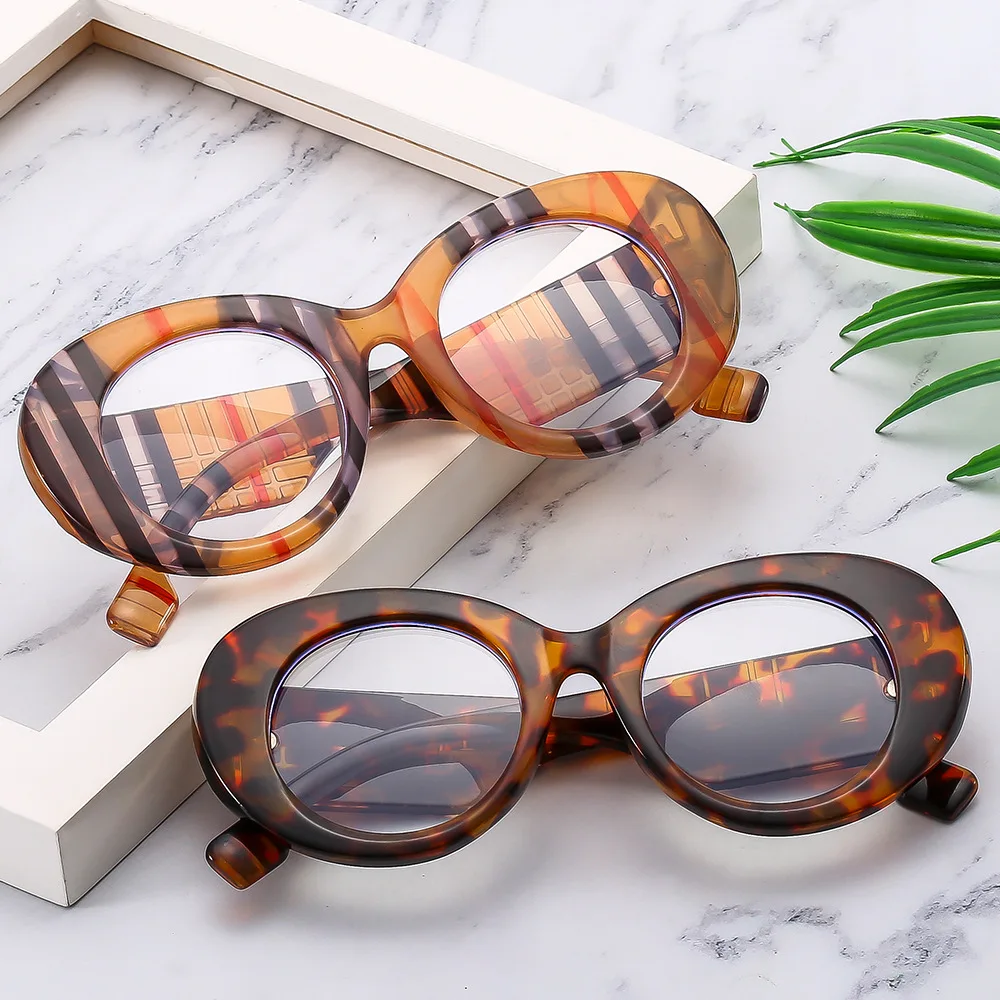 

89108 Vintage Oversized Eyeglasses Frame Women Fashion Thick Round Clear lens glasses Frame Unisex Big Sunglasses