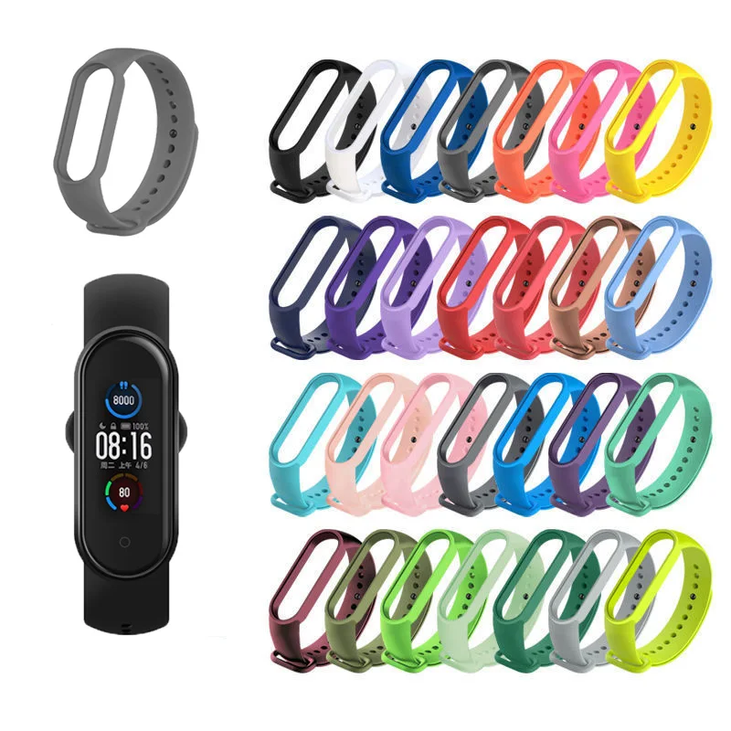 

BOORUI Hot Selling Pure Colorful Silicone Mi Band 5 Strap for Mi Band 5 Bracelets, Pure color series