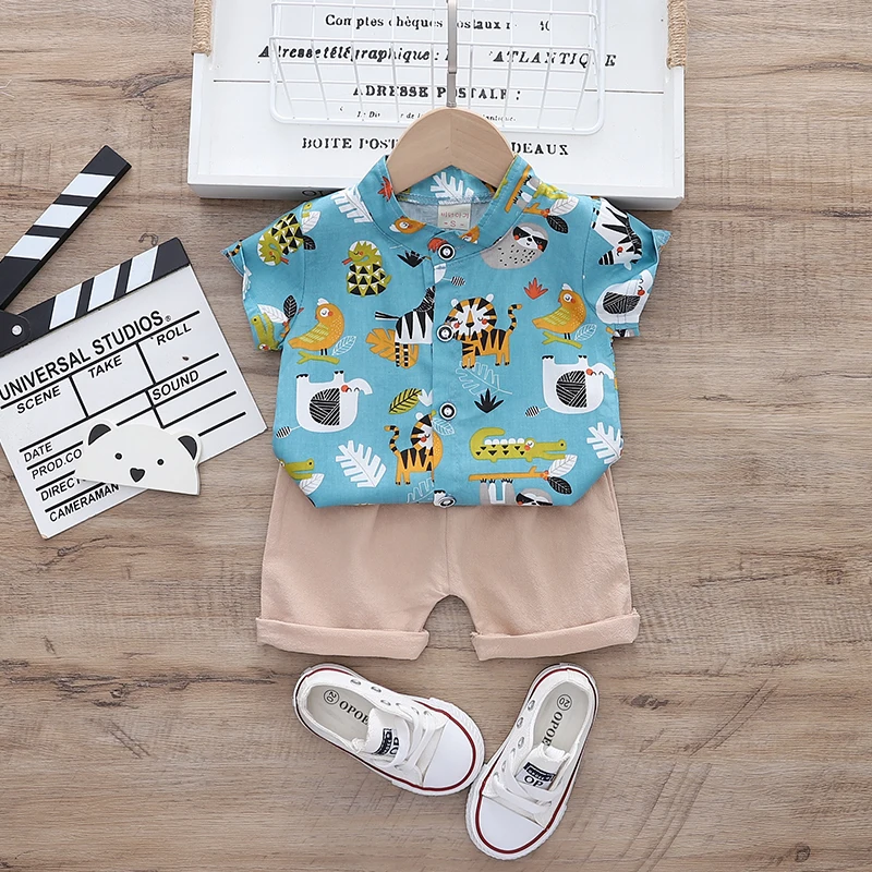 

2021 new design boys clothing sets gentleman jack clothing Cheap clothes in Yiwu baby boy summer clothes shirt suits