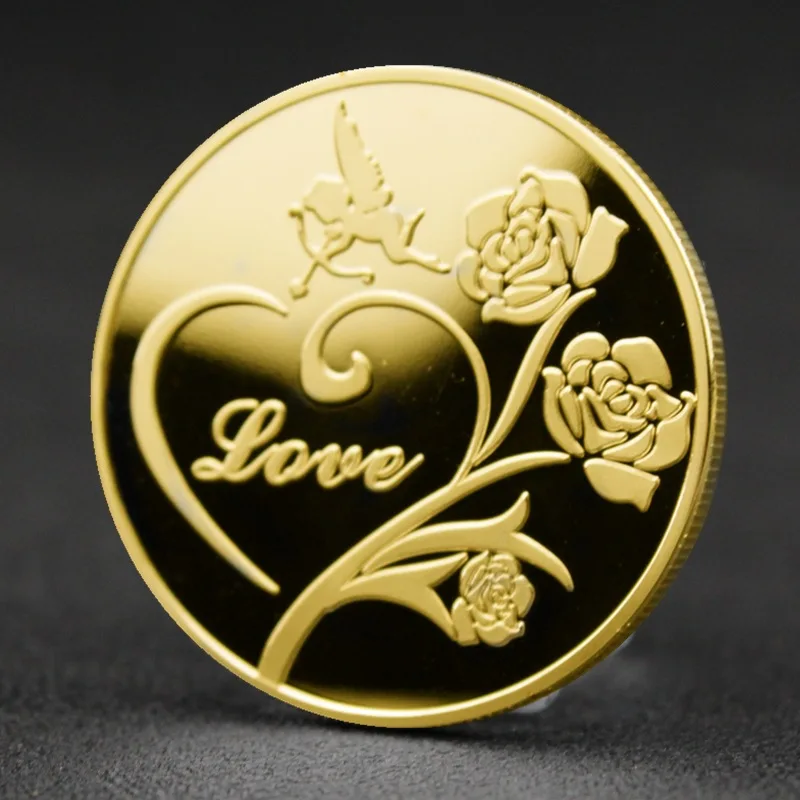 

Wedding Valentine Gift Wholesale Love Commemorative Gold Coin Metal 24k Collection Mirror Coin