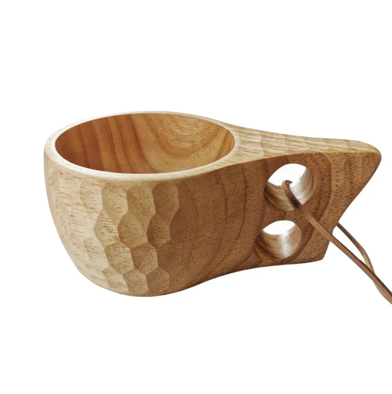 

Nordic Style Handmade Camping Hiking Survival Portable Outdoor Wood Camp Mug Wood Cup Kuksa