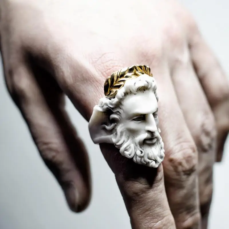 

North God Series ZEUS RING Marble stone rings jewelry women, Milky