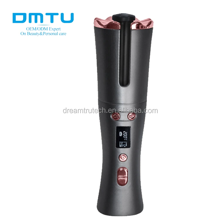 

Portable USB Rechargeable auto cordless Hair Curler Ceramic Ionic Wireless Automatic Hair Curler, Grey with gold