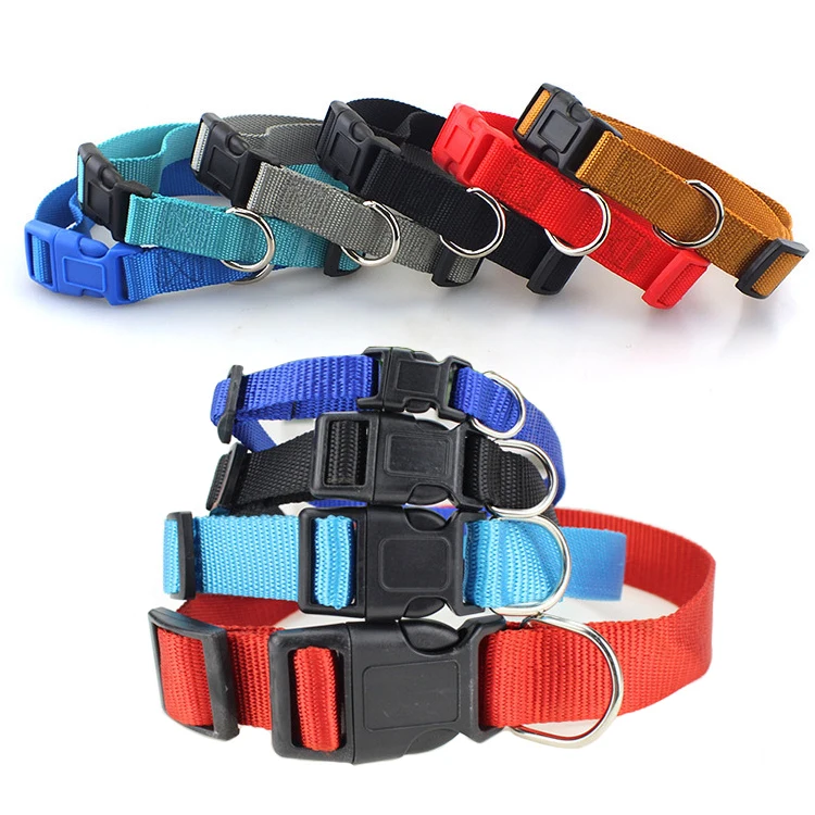 

Manufacturer Wholesale Multi-colors Adjustable Luxury Personalized Pet Dog Collar Nylon Pet Collar, 9 colors available