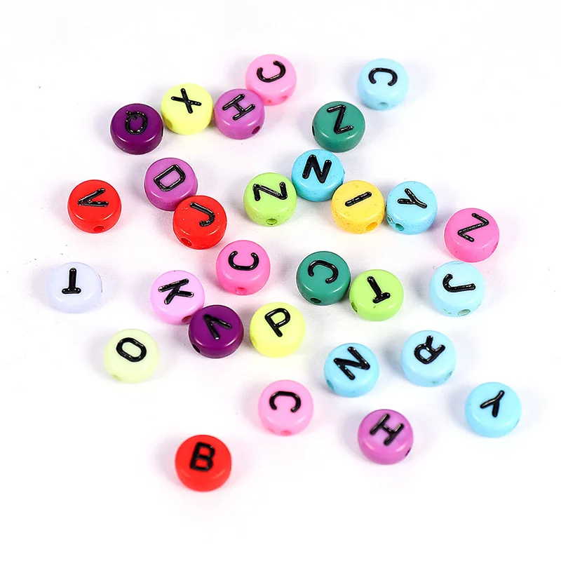 

Wholesale Colorful Round Acrylic 26 Letter A-Z Beads for Jewelry Making For Bracelet Accessories 7mm*7mm