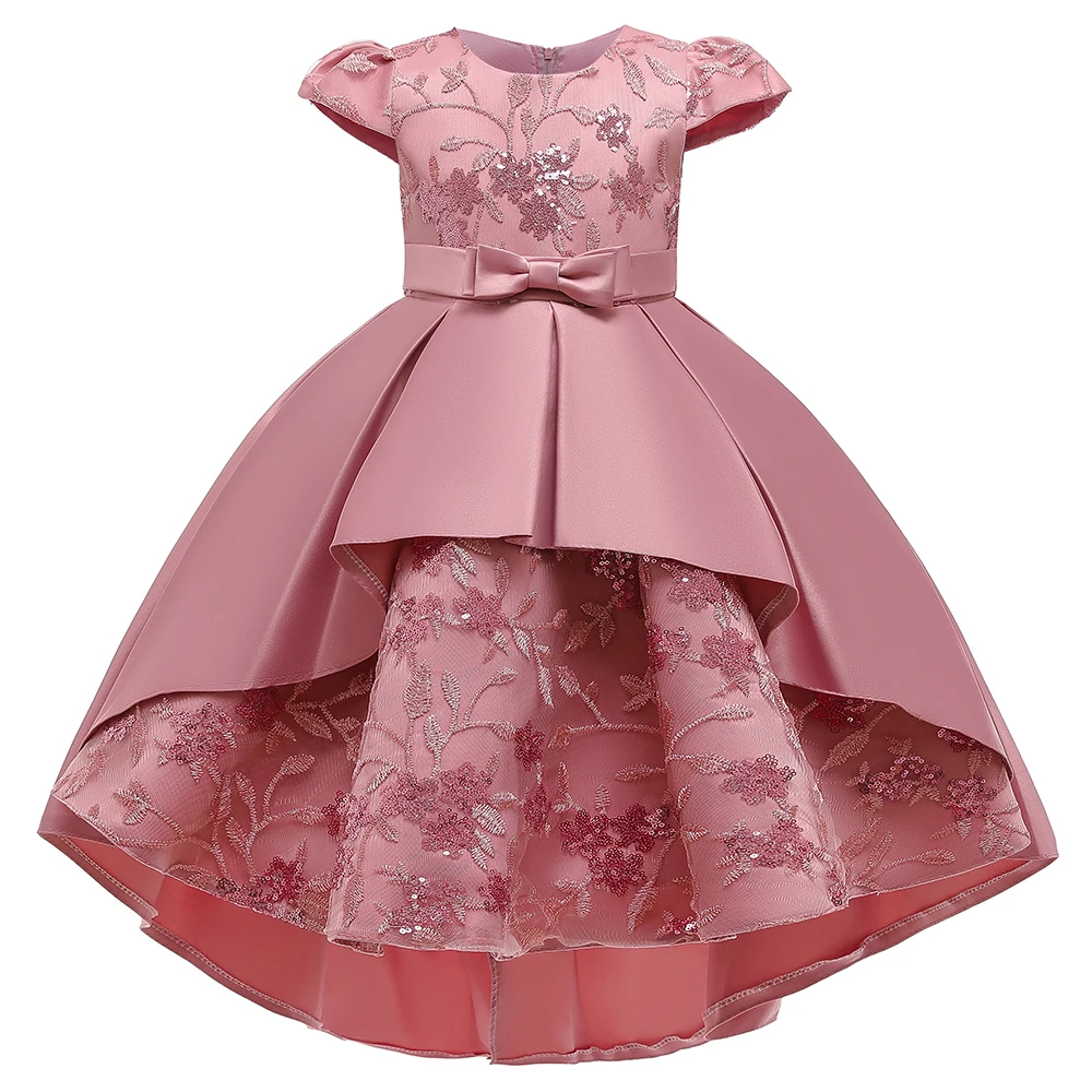 

FSMKTZ New Model Kids Clothing Lovely Bowknot Girl Birthday Party Dress Grils Clothes T5170, Red,navy blue,pink,champagne
