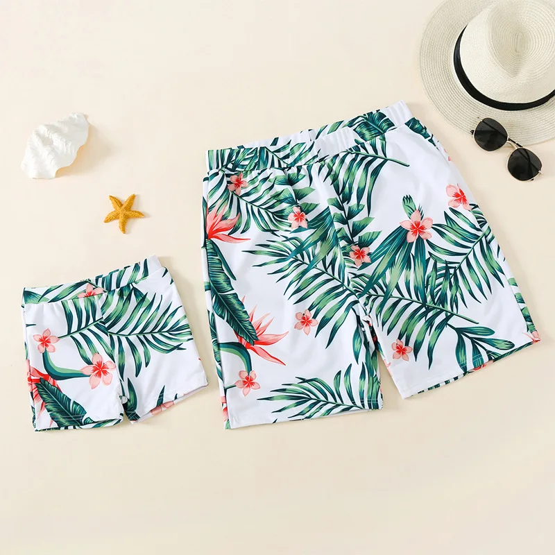 

2021 New summer beachwear party swimwear girls boys parent-child bikini set soft comfort swimsuit