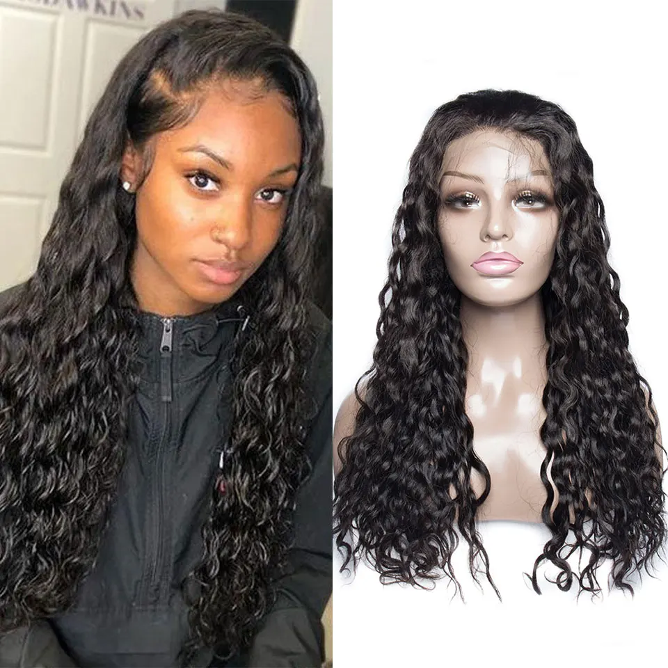 

12A Pre Plucked Brazilian 13X6 Deep Wave Transparent Water Wave Lace Frontal Wig Human Curly With Baby Hair