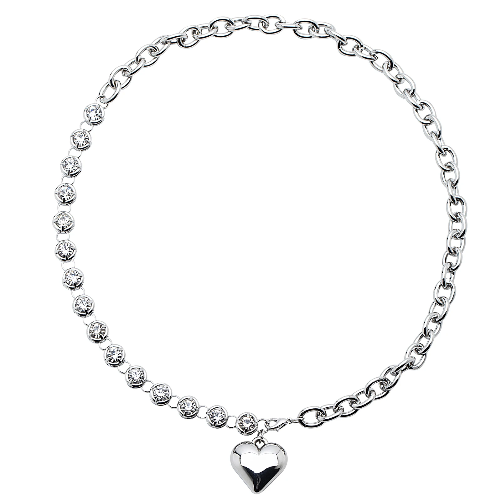 

Free Sample Sporty Mr. Miss Bling silver love zirconia tennis chain cubic zirconia necklace