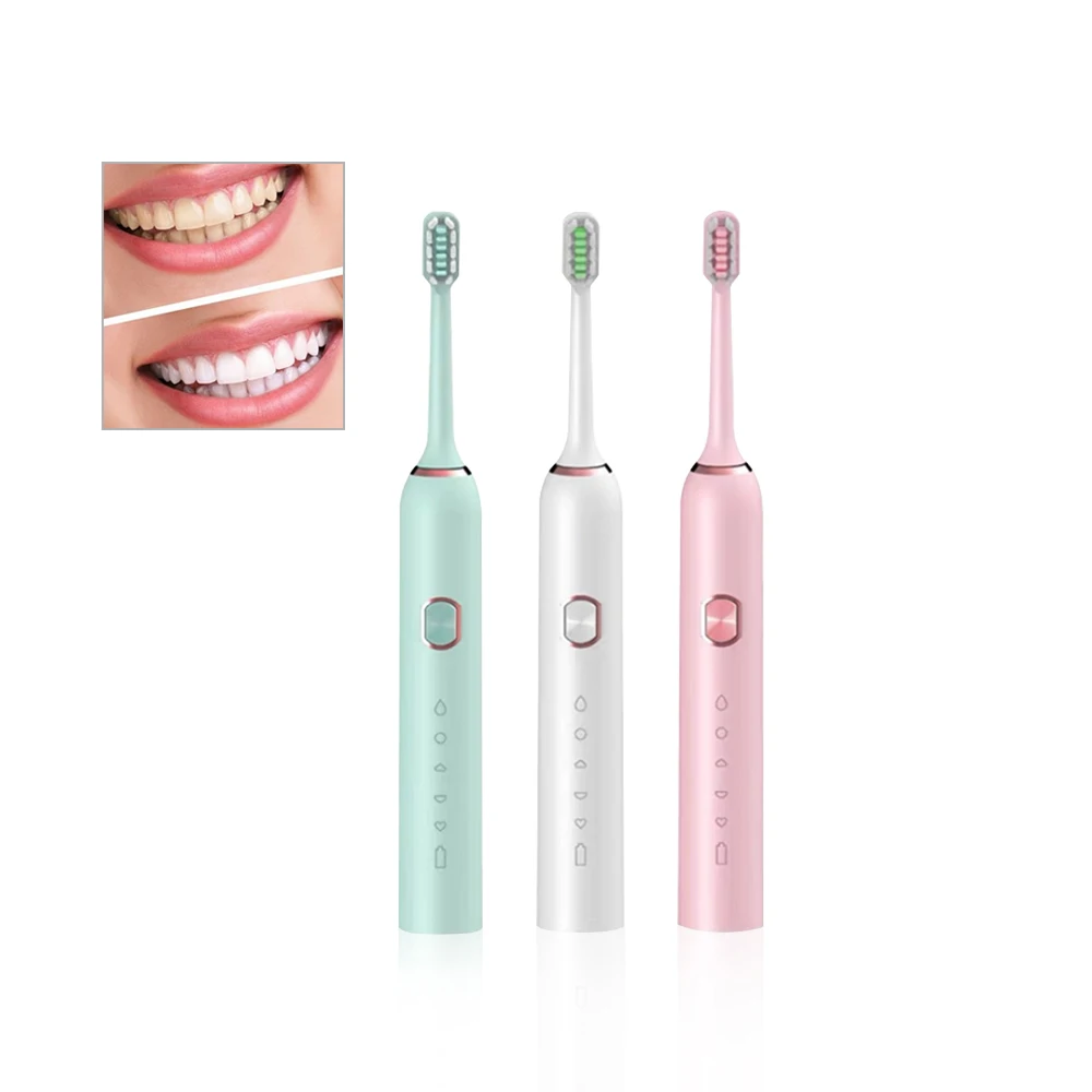 

Wholesale Electric Vibration Toothbrush IPX7 Waterproof Teeth Cleaning Equipment Brosse a Dent Electrique Smart Sonic Toothbrush, White pink black