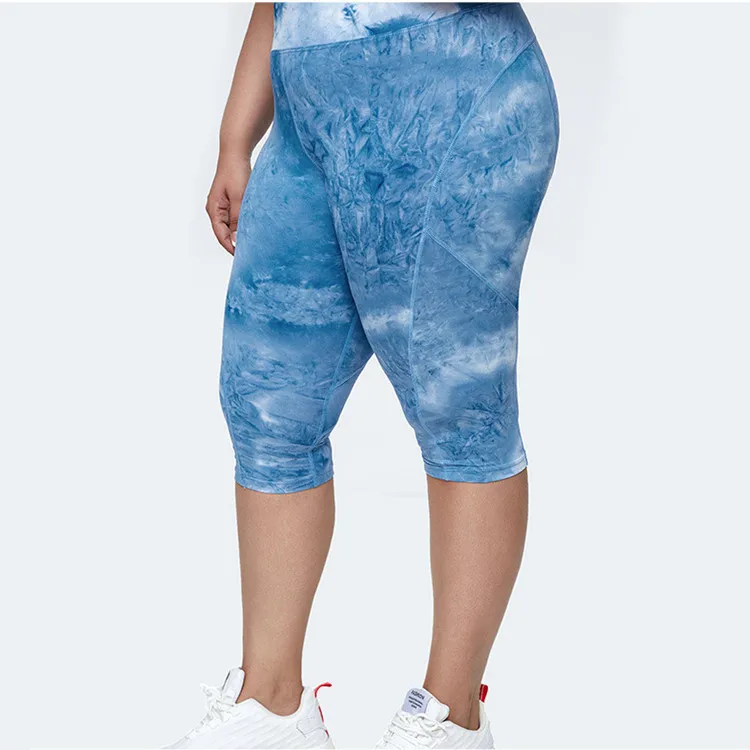 

Wholesale Custom 2021 New Tie Dyeing Gym Sport Capri For Women High Waist Hip Leggings Women Casual Jogger Plus Size Legging