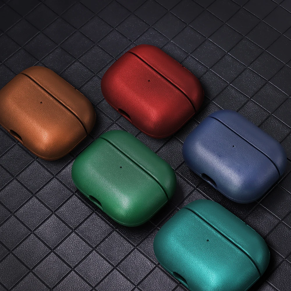 

New Design Luxury Earphone Genuine Leather Case for Airpods Pro, Orange