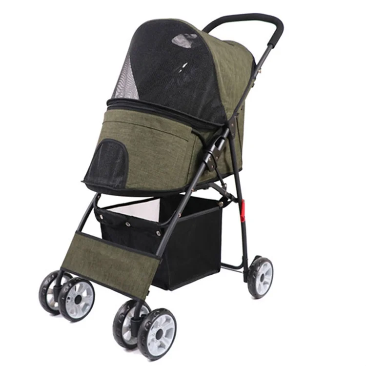 

Best luxury Large Folding trolley travel carrier cat stroller dog pet stroller, Green/coffee