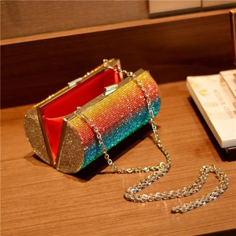 

Hot Selling lady bling glitter clutch colorful fashion shoulder wholesale ladies luxury glitter women bags and purses, Rich