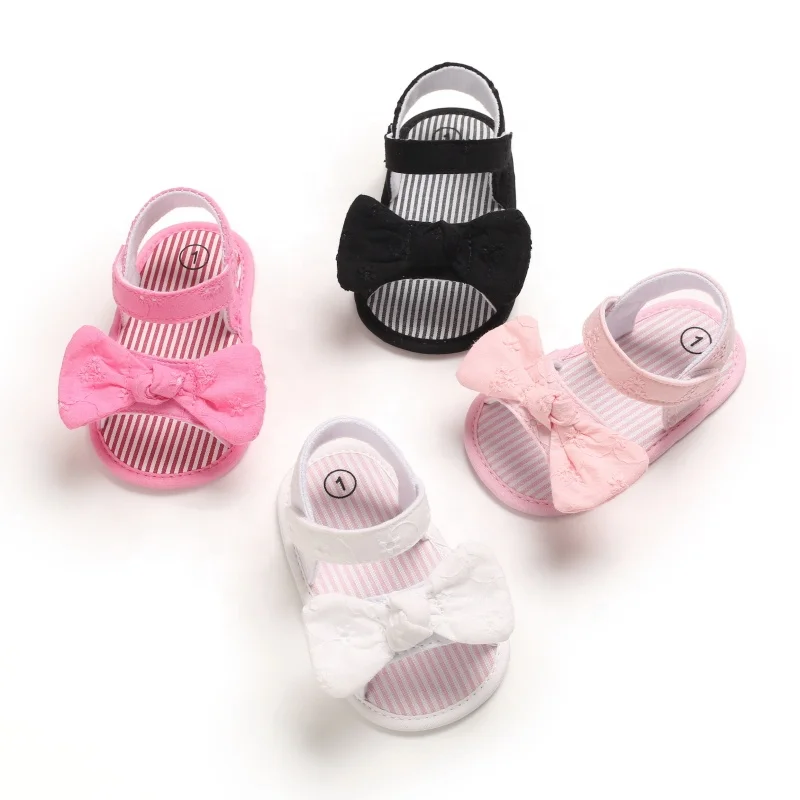 

Stripes Barefoot Summer Bow Infant Newborn Toddler Baby Girls Sandals