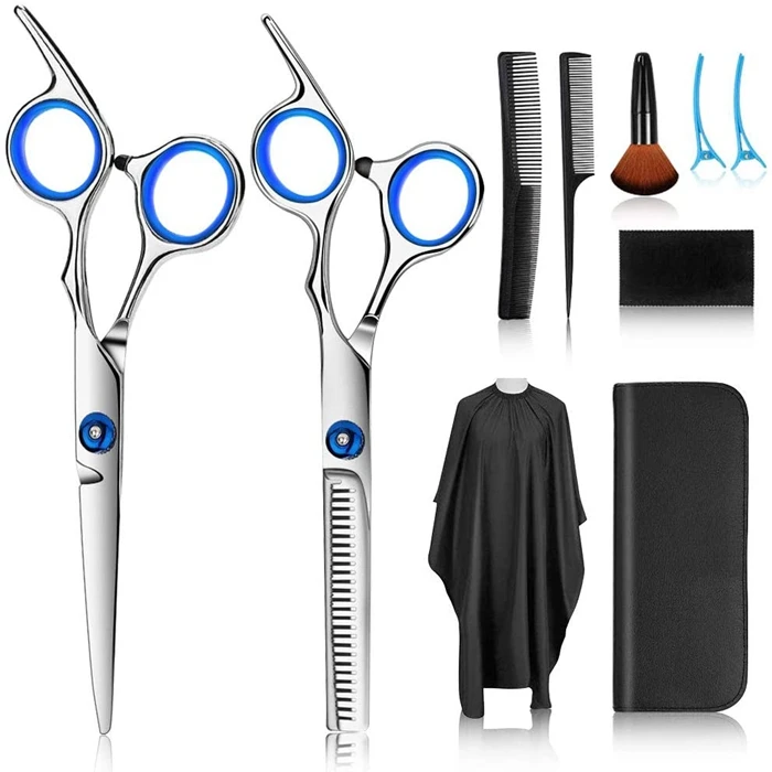 

Professional Hair Cutting Scissors Kits Stainless Steel Hairdressing Shears Set Thinning/Texturizing Scissors for Barber/Salon, Blue/black