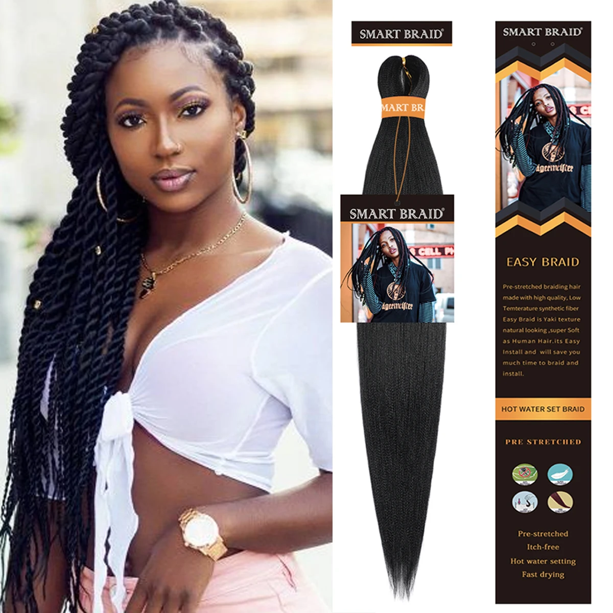

26" Braid Synthetic Hair Extension Braiding Hair Extensions Colored Hair Extension For Single Braids