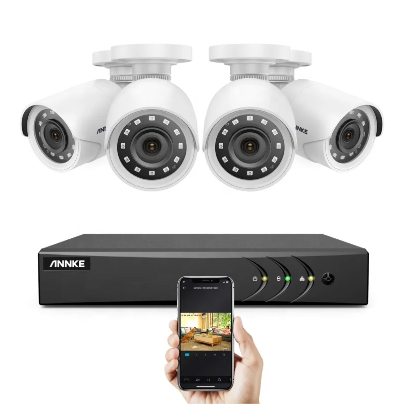 

ANNKE 8CH 5MP H.265+ 5 in 1 DVR Security Camera System 4pcs 1080p HD Outdoor Security Camera With 1TB HDD