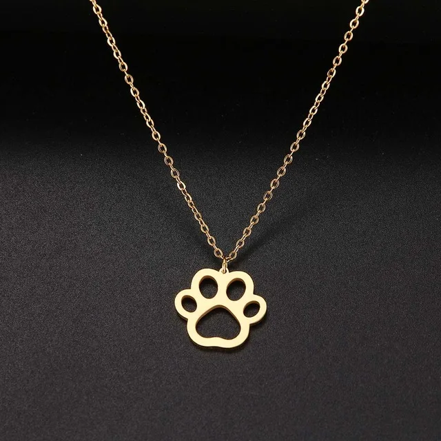 

Gold Color Pendants Stainless Steel Necklaces Cute Animal Footprints Dog Cat Footprints Paw Necklaces For Women Jewelry