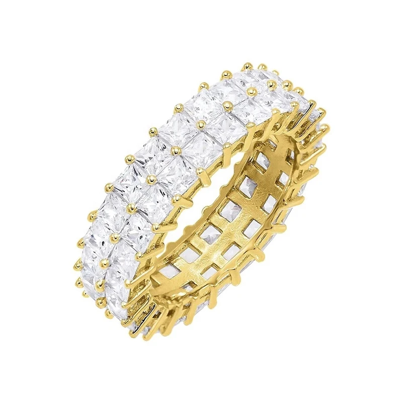 

Gemnel New arrival 925 silver women design bling jewelry two row tennis finger ring