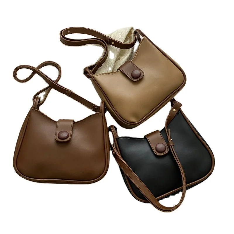 

2022 new fashion leisure solid color messenger bag simple foreign style retro Bucket Bag