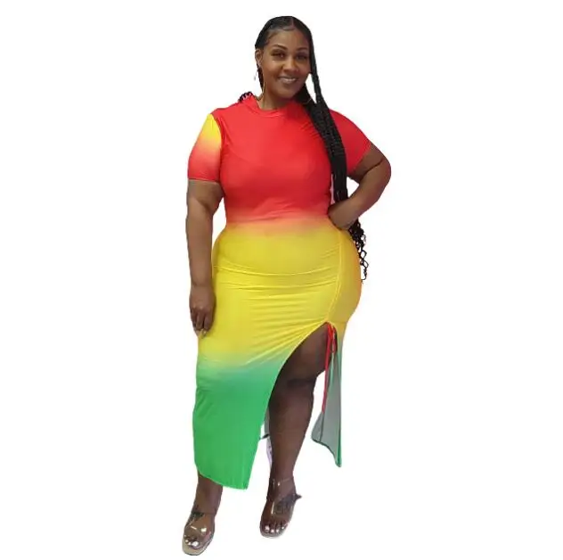 

F21703A 2021 in stock summer large size casual dress women's plus size casual dress, As picture