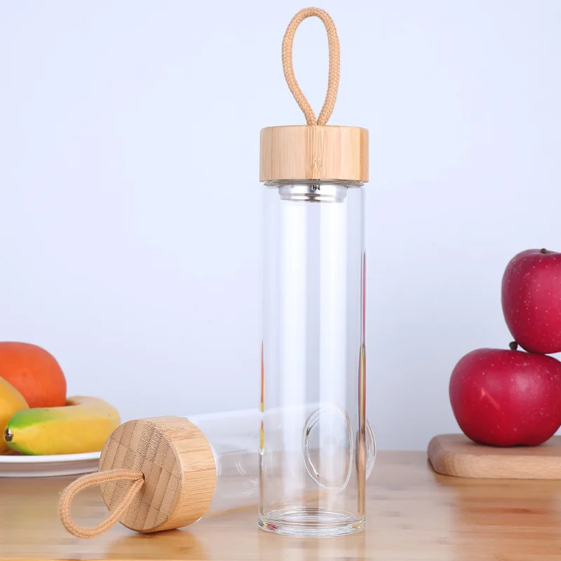 

Mikenda 2021 new products glass water bottle borosilicate bamboo lids customize logo, Can be customized