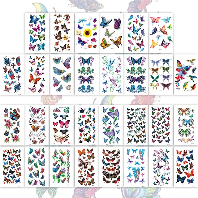 

Temporary 3D Stickers Tattoos Stickers for Women Kids Tattoo Sticker Butterflies and Flowers Colorful Body Art Cosmetic Grade