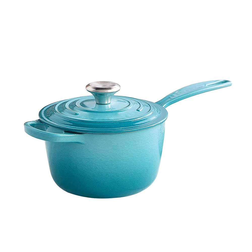 

Low MOQ cast iron cookware sets enamel kitchen hot sauce pot, Blue