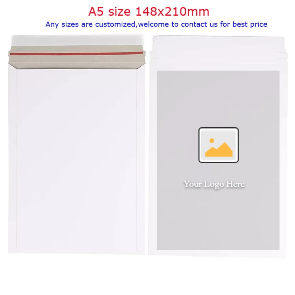Peel seal & open. A4 White All Board card mailer envelope to fit A4 paper C4