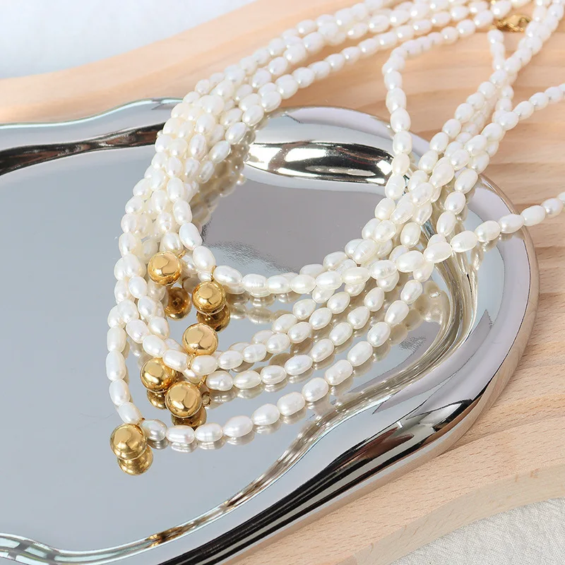 

High Quality Jewelry Freshwater Pearl Beads Necklaces Non Tarnish Stainless Steel Beaded Choker Pearl Women jewelry
