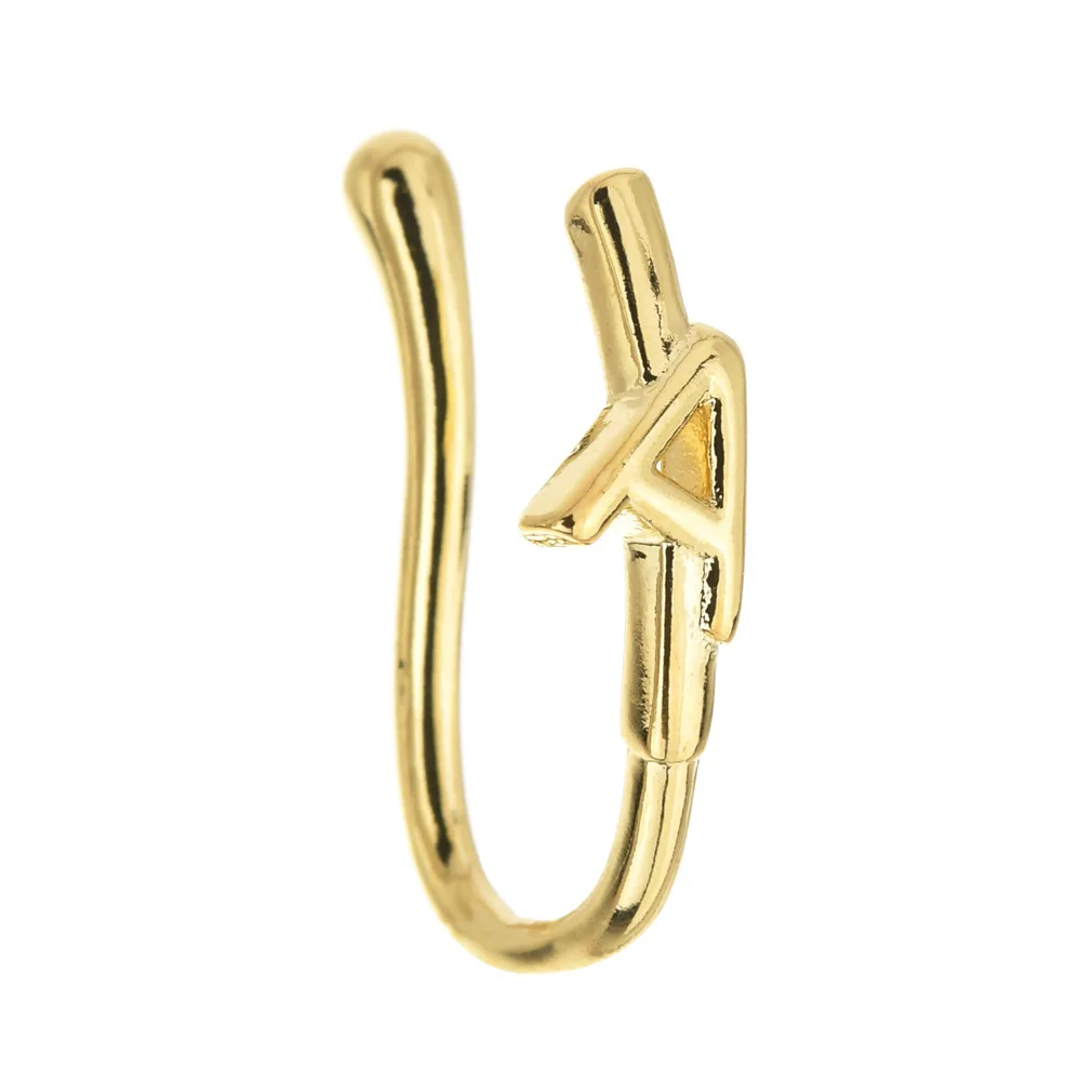 

Designer fake non piercing letter face nose rings 14k gold jewelry cuffs bulk for women