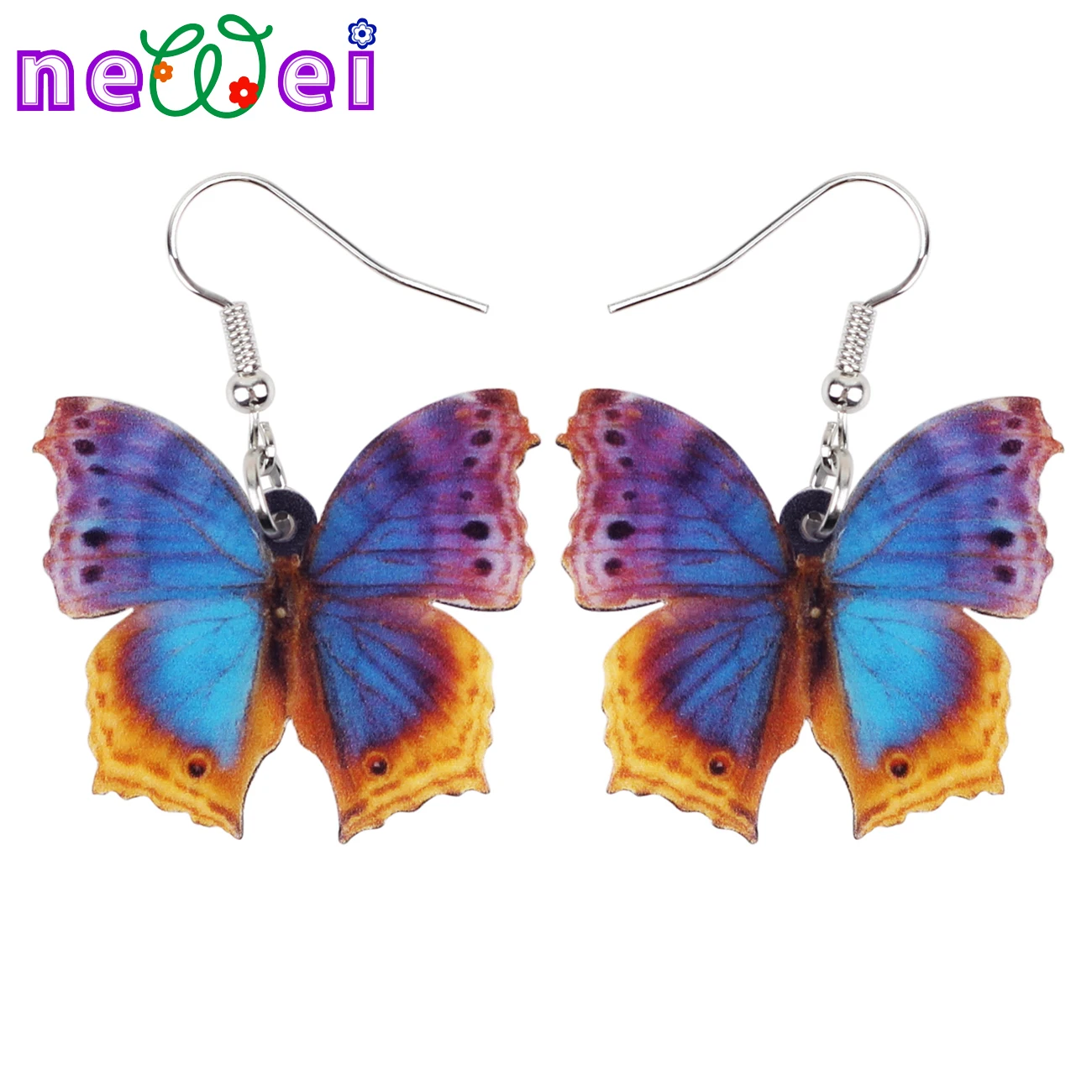 

NEWEI Acrylic Colorful Butterfly Earrings Drop Dangle Insect Fashion Jewelry for Women Girls Novelty Charms, Muticolor