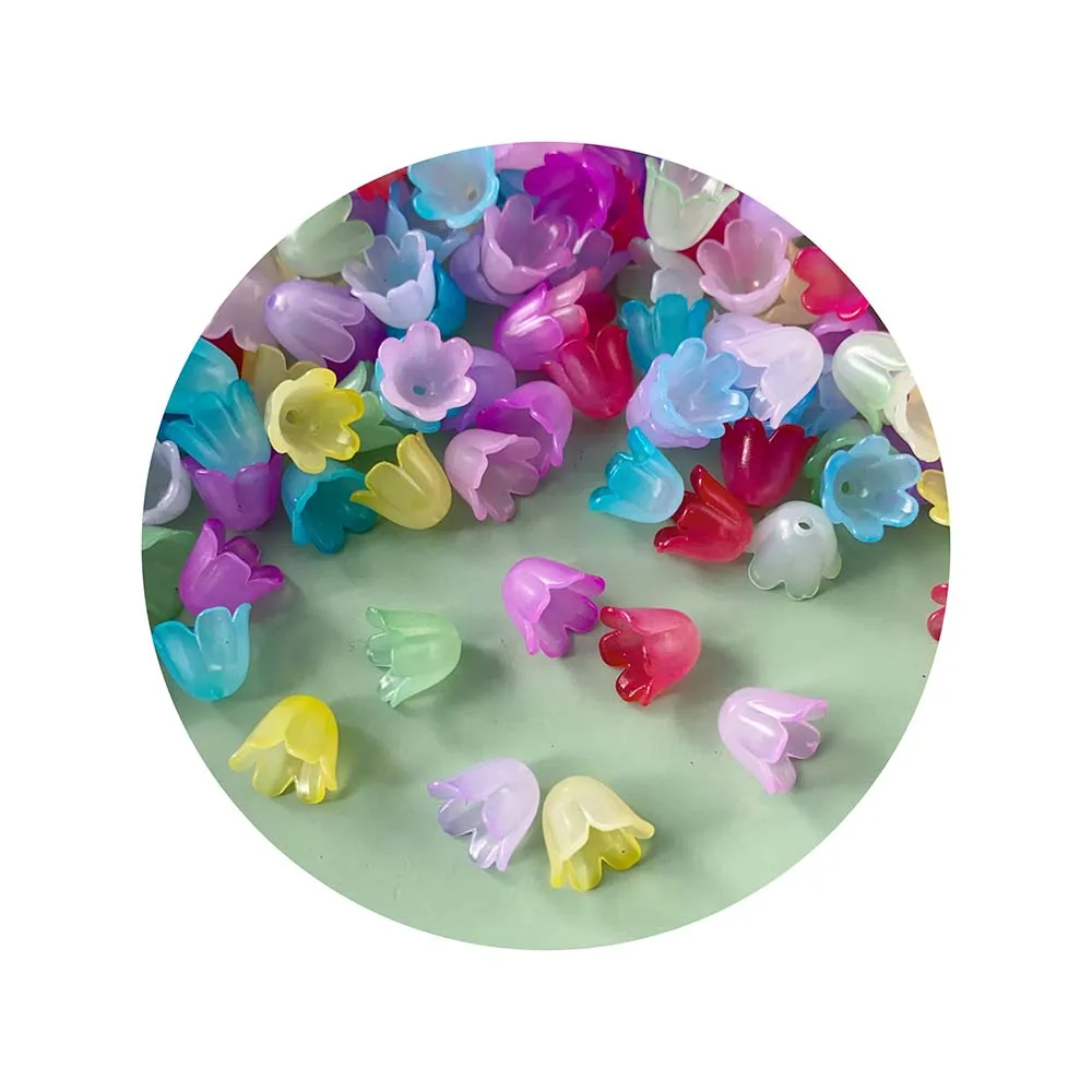 Assorted Colorful Acrylic Flower Bead 500g/Lot Wholesale Frosted Floral Spacer Loose Bead for Jewelry Making DIY Crafts