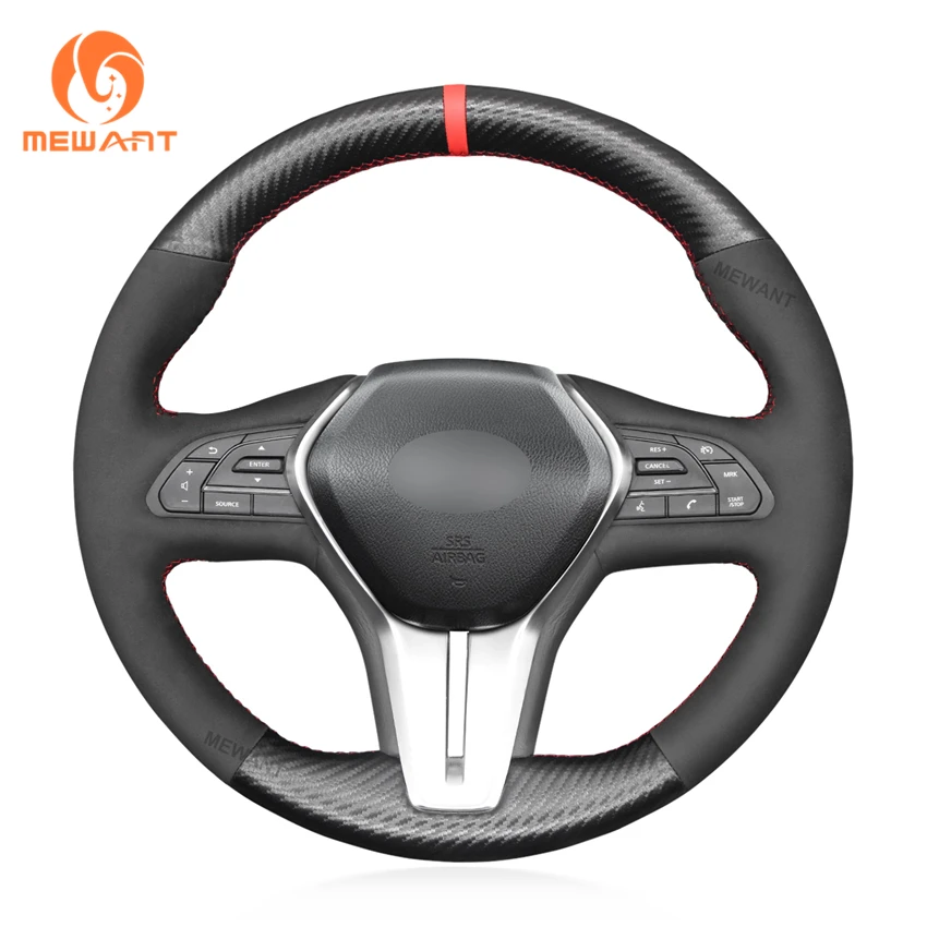 

MEWANT Factory Wholesale Luxury Car Interior Accessories Carbon Fiber Hand Stitching Steering Wheel Cover For Infiniti Q50 QX50